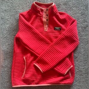ll bean pink snap quarter zip